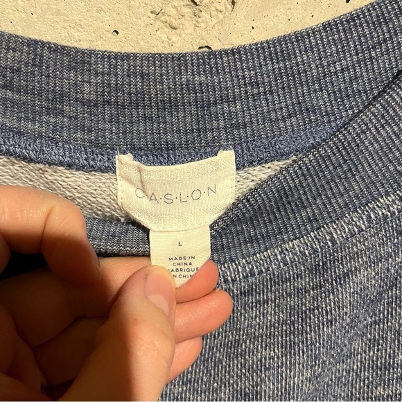 Caslon Women's Size L Knit Blue Longline Raglan Tunic Sweater Sweatshirt - Picture 5 of 9